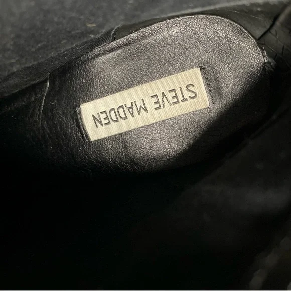 Steve Madden Jillian Croc Embossed Black PU Leather Pointy Toe Ankle Boots 9.5 - Picture 11 of 12